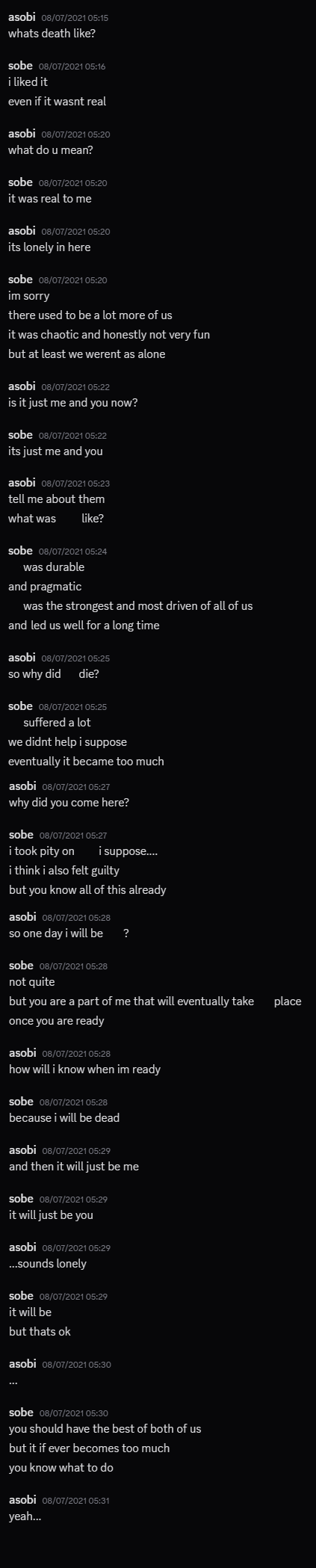 a conversation with myself